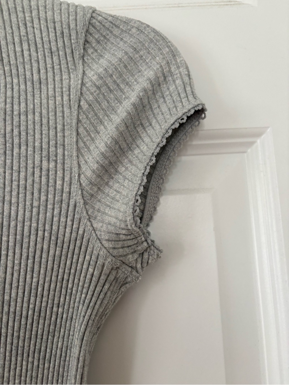 Free People Ribbed Short-Sleeve Button-Front Top - Gray - Picture 4 of 4